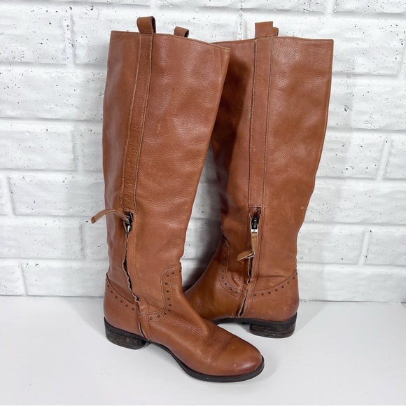 SAM EDELMAN Prina Tall Brown Leather Side Zip Boots - Picture 6 of 9